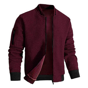 Blouson aviateur kaki foncé d'hiver léger pour hommes, décontracté avec poches latérales confortables réglables, poignets élastiques à fermeture éclair sur le devant - Product Image 2