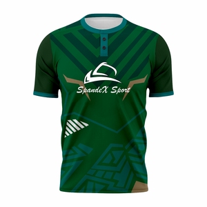 Camiseta de Béisbol Personalizada Sublimada, Transpirable, Talla Grande para Hombre, con Cuello en V y 2 Botones - Product Image 1