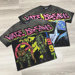 Camisetas ajustadas extragrandes con estampado de algodón 100% personalizado para hombre, ropa de calle con diseño gráfico de lavado ácido de 300Gsm, camisetas DTG - Product Image 2