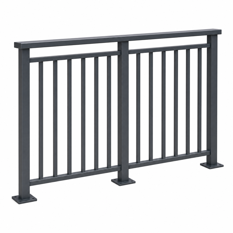Modern Aluminum Balcony Railing Outdoor Balustrade Floor Mounted ...
