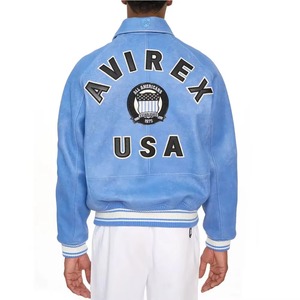 Chaqueta Avirex de Cuero Bordada de Fabricante OEM, Chaqueta Avirex de Cuero Vacuno Genuino Personalizada para Hombre para Invierno - Product Image 4