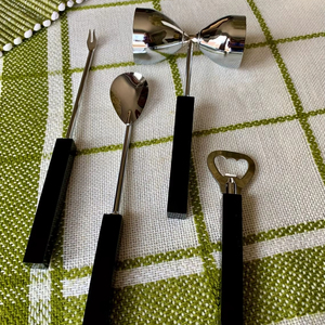 Juego de Herramientas de Bar con Mango Negro y Cabeza Plateada para Bares Caseros, Clubes, Fiestas de Cócteles, Bodas y Exhibición Decorativa Elegante de la India - Product Image 1