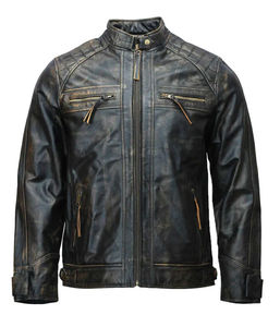 Veste de moto classique en cuir de vache naturel noir vieilli, prix bon marché, service OEM, vente en gros, nouvelle mode 2025 pour hommes - Product Image 5