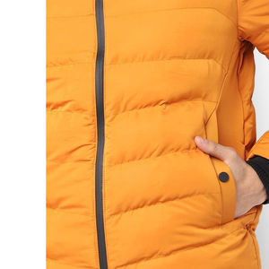 2024 chaqueta de invierno larga informal para hombre, acolchada transpirable a la moda con cuello levantado, lona con logotipo personalizado para uso en exteriores - Product Image 3