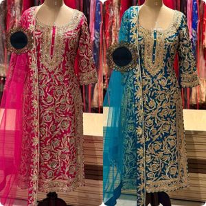 <b>Presenting</b> New Designer Faux Georgette Sequence Embroidery and Stone Handwork Top and Bottom With Lace Border Dupatta - Product Image 5