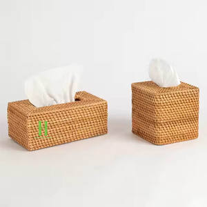 Boîte à mouchoirs carrée en bambou tressé à la main, écologique, de haute qualité, style bohème, design personnalisé, décoration flexible, Vietnam - Product Image 1