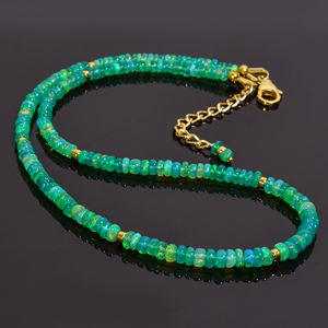 Collar de ópalo etíope de fuego verde natural de grado AAA +, collar de ópalo, joyería de ópalo de fuego, collar delicado, joyería de ópalo hecha a mano - Product Image 4