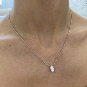Collier pendentif solitaire en or massif 14 carats avec diamant de laboratoire de qualité supérieure de 1 carat, taille marquise, certifié IGI, haute couture - Product Image 3