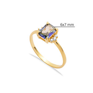 Topacio Azul forma cuadrada CZ piedras racimo anillo turco hecho a mano venta al por mayor 925 joyería de plata esterlina - Product Image 2