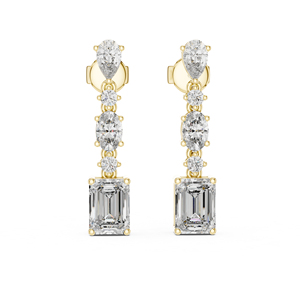 Boucles d'oreilles en or jaune 14 carats avec diamants de laboratoire taille émeraude, cadeau de luxe pour mariage ou anniversaire pour femme, 2,87 carats, certifiées IGI - Product Image 1