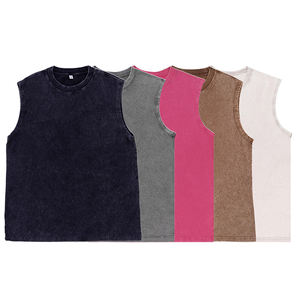 Camiseta sin mangas de poliéster grueso con cuello alto y logotipo personalizado para hombre, estilo oversize, holgada, para gimnasio y entrenamiento - Product Image 1