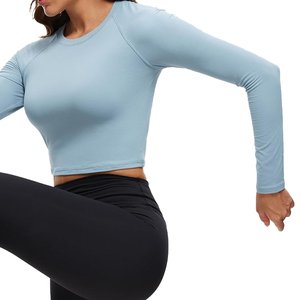 Qualité supérieure Femmes Casual Fitness T-shirts à manches longues Séchage rapide Polyester Personnalisé OEM Plus Size T-Shirt Broderie Décoration - Product Image 6