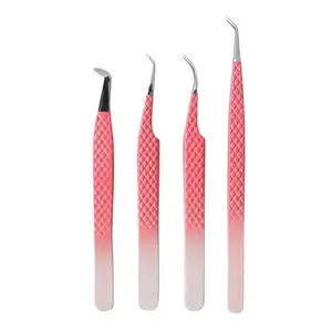 Nouvelle conception de pince à cils de bonne qualité pince à épiler d'extension de cils en acier inoxydable à revêtement rose BY INNOVAMED - Product Image 1