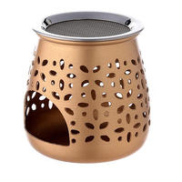 Quemador de incienso de carbón de metal con aroma de lavanda y té, fragancia de sándalo, uso religioso, diseño en relieve de flor de Altar para el hogar