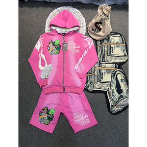 Ensemble sweat à capuche et short décontracté pour homme, 100 % coton, séchage rapide, coupe oversize, épaules tombantes, haute qualité, style streetwear, vente chaude - Product Image 4