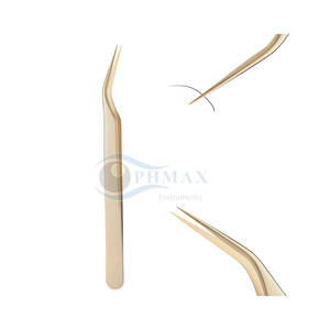Pinzas de pestañas de precisión chapadas en oro para técnicos de extensión de pestañas de salón Pinzas de pestañas recubiertas de oro para salón de belleza - Product Image 1