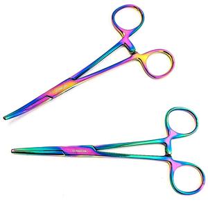 Juego de Pinzas Hemostáticas Rainbow de 5 Pulgadas, Rectas y Curvas, Pinzas para Mosquitos de Acero Inoxidable con Bloqueo, para Uso Médico, por Shu&Co OEM - Product Image 1