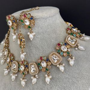 สร้อยคอแบบมงกุฎควีนอินสไปร์ด 9 ราตัน มัลติ คันดัน สไตล์วิคตอเรียน โพลกี้ ชุบทอง 14K เครื่องประดับบอลลีวูด งานแต่งงานแบบปากีสถาน - Product Image 4