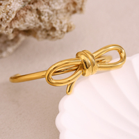 Dreamshow-Bracelet de manchette minimaliste en acier inoxydable plaqué or 18 carats
