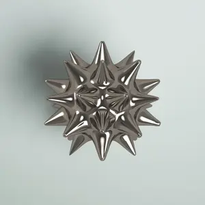 Décor d'oursin argenté brillant petit objet décoratif Style de rangée de mercure sculpture polie moderne métallique brillante Accent moderne - Product Image 3