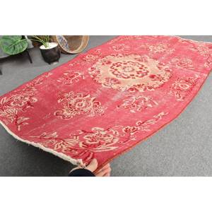 Tapis turc Vintage classique rouge Beige 3.7 X 6.5ft grande surface laine Patchwork Latex pour adolescent Rectangle couloir chambre décor - Product Image 5