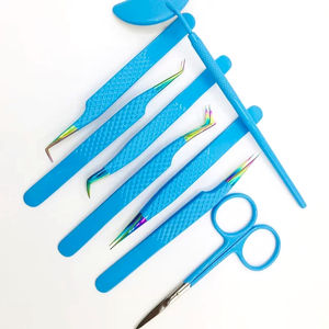 Pinzas de extensión de pestañas con recubrimiento de polvo rosa claro de 90 grados de alta calidad, lado trasero, diseño de corazón, Punta dorada, instrumentos de belleza - Product Image 5