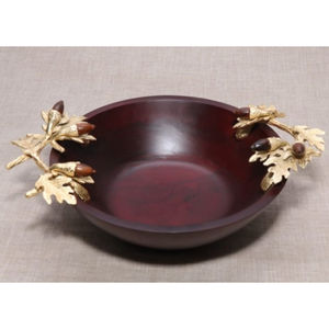 Bol en bois pour décoration de maison élégante Vaisselle Bol de service à salade Bol en bois fait à la main avec accents en métal à bas prix - Product Image 1