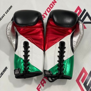 ถุงมือชกมวยหนังแท้สีน้ำเงินทองแบบสั่งทำพิเศษ รุ่นยอดนิยม No Boxing No Life สำหรับผู้ชาย - Product Image 3