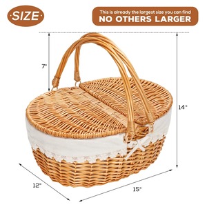 Wicker Picnic Basket With Removable <b>Liner</b> Handmade Storage Basket Wholesale eco-friendly Made in Viet Nam - Product Image 2