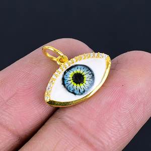 Pendentif oeil en argent sterling 925 plaqué or pour femme Colliers mode plaqué or avec pendentif breloque oeil fait main - Product Image 5