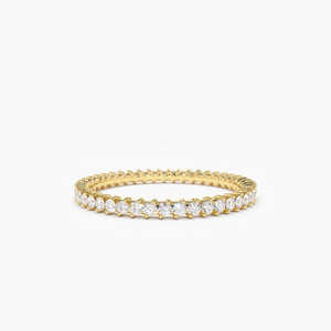 Ronda brillante corte Moissanite diamante personalizado de moda recién llegados Simple elegante completa eternidad apilable boda banda para las mujeres - Product Image 3