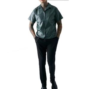 Chemise en cuir de couleur différente de haute qualité Chemise en cuir avec logo personnalisé Vêtements de mode Chemise en cuir pour hommes - Product Image 5