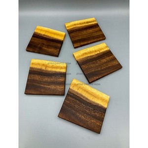 El mejor posavasos de resina de madera epoxi redondo cuadrado personalizado de alta calidad con juego de soporte para oficina y hogar de SCI - Product Image 5