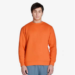 Sweat-shirt unisexe professionnel en coton biologique jaune, sweat-shirt à col rond en molleton - Product Image 6