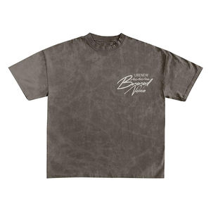 Conjunto de camiseta de estilo vintage y lavado ácido personalizado para hombre, serigrafía sencilla transpirable - Product Image 3