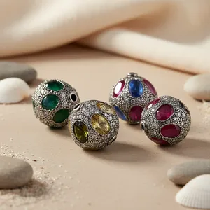 Silver Gemstone Beaded <b>Charm</b> <b>Beads</b> for <b>Bracelets</b> & Jewelry Loose Gemstones Product - Product Image 3