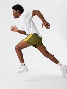 Short décontracté à l'acide pour hommes, avec cordon de serrage, taille élastique, short d'été délavé à l'acide avec poches - Product Image 6