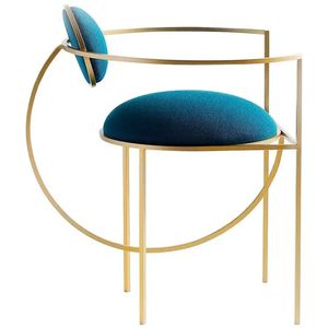 Modern Stainless Steel Counter <b>Stool</b> Iron Base Lavish Leather <b>Cushion</b> High Bar Design Coffee Shop Home Use Home Decor METAL WAVE - Product Image 4