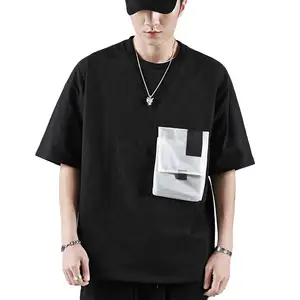 2024 Men's Customized Oversize HipHop T-Shirts Short Sleeve Solid Design with Front Pockets Sexy Comfort Fit at a Low Price