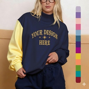 Women's Mock Neck Fleece Sweatshirt Quick Dry & Eco-Friendly Polyester/Cotton <b>Blend</b> Loose Fit Casual Winter Wear - Product Image 2