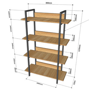 Estantería VASEN KS68082 de 4 Niveles, Madera de Caucho con Estructura de Hierro, Tipo Vertical, Decorativa para Sala de Estar - Product Image 2