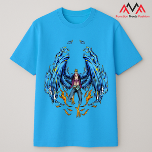 เสื้อยืดแขนสั้นพิมพ์ลายกราฟิกสีน้ำเงินทรงปกติสำหรับผู้ชาย FMF ผลิตจากผ้าฝ้าย 65% + สแปนเด็กซ์ 35% เหมาะสำหรับใส่ลำลอง สตรีทแวร์ และชุดชายหาด - Product Image 3