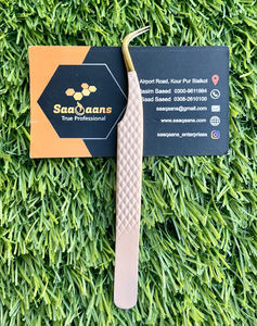 Pince à cils Beige personnalisée de haute qualité avec pointe en fibre d'acier inoxydable outils de cils de marque privée - Product Image 4