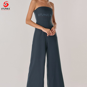 Combinaisons avec logo personnalisé pour femmes, barboteuse décontractée au genou pour femmes pour le printemps, vente en gros - Product Image 4