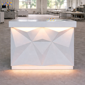 Ideas para Mostrador de Recepción Pequeño Blanco, Diseño Único en Forma de Diamante, Moderno y Contemporáneo, Superficie Sólida Acrílica, Mini Mostrador de Recepción para Oficina con LED - Product Image 4