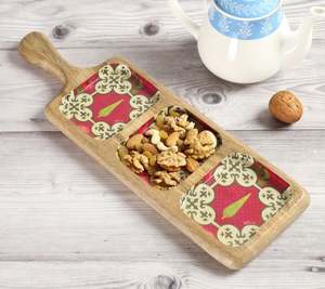 100% plateau à compartiment en bois sans danger pour les aliments pour servir les dattes et le dessert en bois de manguier avec émail imprimé - Product Image 6