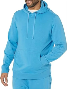 Sudadera con Capucha de Invierno para Hombre, Color Azul Agua, Tejida a Crochet, Bordada, Informal, Mezcla de Algodón, Felpa, con Bolsillo - Product Image 4