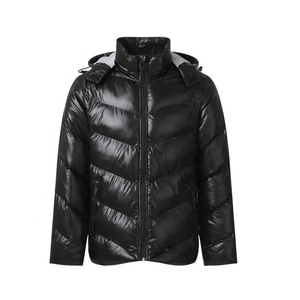 Chaqueta cálida de invierno con capucha de talla grande para hombre, Burbuja de gran tamaño personalizada con cuello levantado y acolchado de espuma, Abrigo acolchado brillante - Product Image 1