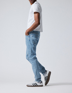 Nuevos Pantalones Vaqueros Rectos Vintage de Moda al por Mayor con Logotipo Personalizado, Jeans de Mezclilla Desgastados de Corte Ajustado para Hombre, Pantalones de Lavado Claro - Product Image 1