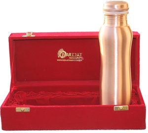 Handmade Copper Water Metal Bottle Modern Style Leak-Proof and Joint-Free for Travel with its <b>Red</b> Velvet <b>Gift</b> <b>Box</b> - Product Image 2